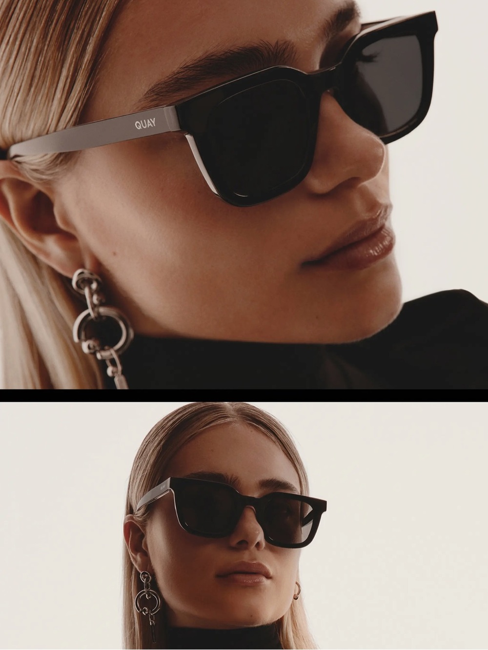 NIB Quay Game Over 49mm Square Sunglasses black smoke polarized unisex